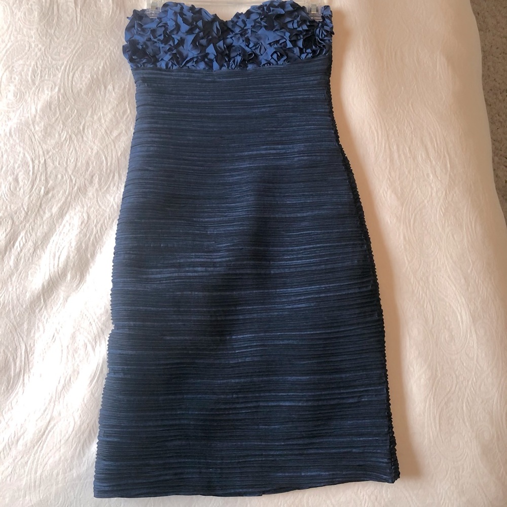 Navy blue strapless mini dress